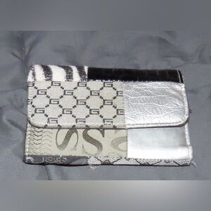 Guess Silver, Gray, and Black Patchwork Wallet